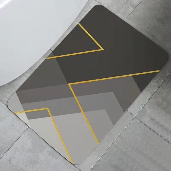 Modern Super Soft Microfiber Striped Super Water Absorbent Anti-Skid Diatomite Earth Mats for Bathroom/Bedroom/Kitchen/Door/Floor/Shower Bathmats Non-Slip Bathroom Rug Quick-Drying