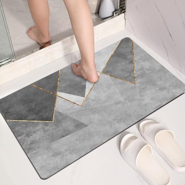 Modern Super Soft Microfiber Striped Super Water Absorbent Anti-Skid Diatomite Earth Mats for Bathroom/Bedroom/Kitchen/Door/Floor/Shower Bathmats Non-Slip Bathroom Rug Quick-Drying