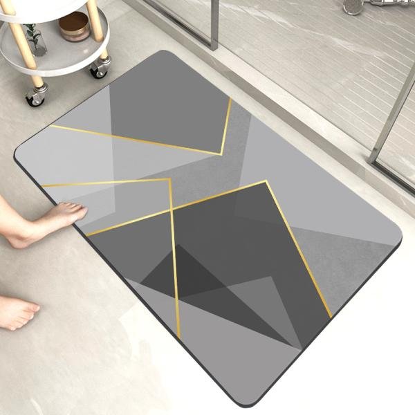 Modern Super Soft Microfiber Striped Super Water Absorbent Anti-Skid Diatomite Earth Mats for Bathroom/Bedroom/Kitchen/Door/Floor/Shower Bathmats Non-Slip Bathroom Rug Quick-Drying