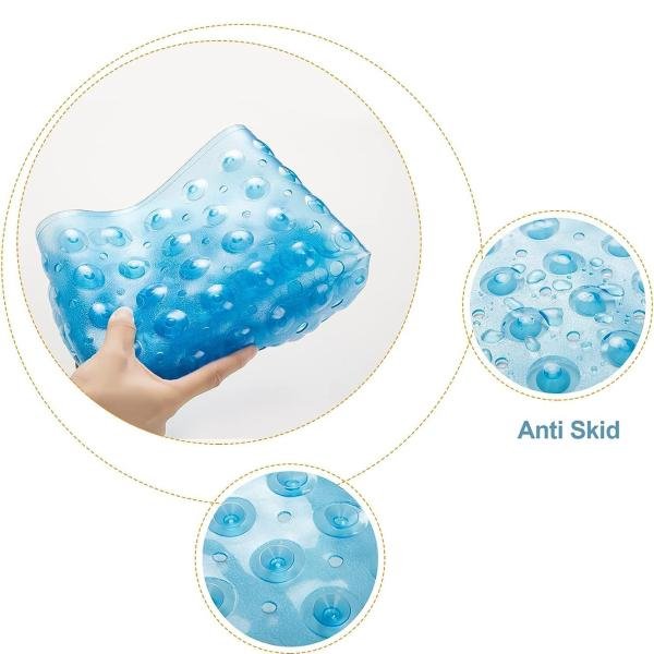 Extra Long 100X38 CM Premium Accu-Pebble Shower Bath Mat Anti Slip Bathtub Bathroom Met with Suction Cup- PVC Silicone (Extra Long 100X38 CM Sky Blue Original, 1)
