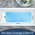 Extra Long 100X38 CM Premium Accu-Pebble Shower Bath Mat Anti Slip Bathtub Bathroom Met with Suction Cup- PVC Silicone (Extra Long 100X38 CM Sky Blue Original, 1)