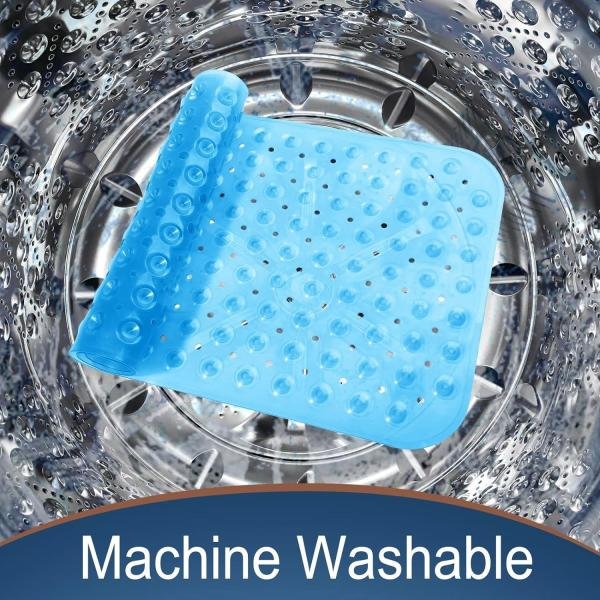 Extra Long 100X38 CM Premium Accu-Pebble Shower Bath Mat Anti Slip Bathtub Bathroom Met with Suction Cup- PVC Silicone (Extra Long 100X38 CM Sky Blue Original, 1)