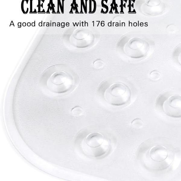 Extra Long 100X38 CM Premium Accu-Pebble Shower Bath Mat Anti Slip Bathtub Bathroom Met with Suction Cup- PVC Silicone - Clear Transparent