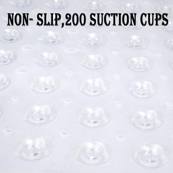 Extra Long 100X38 CM Premium Accu-Pebble Shower Bath Mat Anti Slip Bathtub Bathroom Met with Suction Cup- PVC Silicone - Clear Transparent