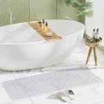 Extra Long 100X38 CM Premium Accu-Pebble Shower Bath Mat Anti Slip Bathtub Bathroom Met with Suction Cup- PVC Silicone - Clear Transparent