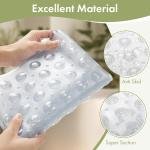 Extra Long 100X38 CM Premium Accu-Pebble Shower Bath Mat Anti Slip Bathtub Bathroom Met with Suction Cup- PVC Silicone - Clear Transparent