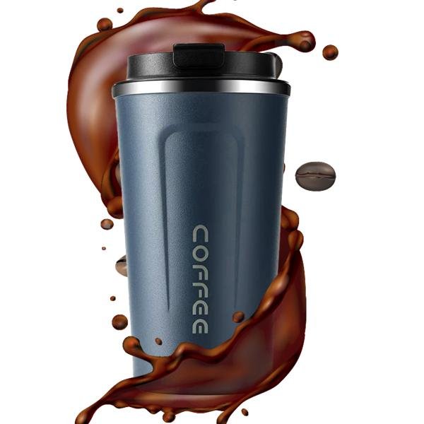 510ml Thermos Coffee Mug Stainless Steel Coffee Cup Vacuum Flask Thermal Tumbler Insulated Cup Water Bottle Portable Leakproof Travel Mug Blue