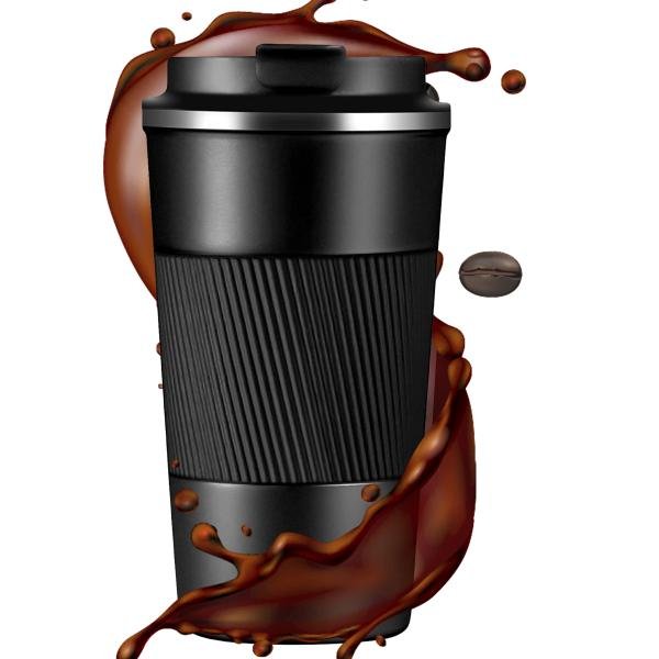 500ml Travel Coffee Cups Insulated Mug Thermal Tumbler to Go with Lid Leak Proof Reusable Stainless Steel Coffee Mug Spill Proof for Hot and Iced Cold Drinks color Black