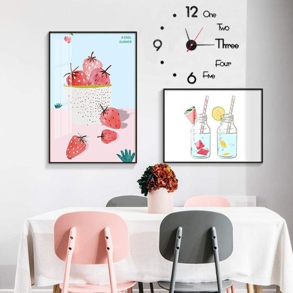 Analog Plastic Frameless DIY Wall Clock - Large Modern 3D Mirror Decor Sticker Kit for Home Living Room Bedroom Office Decorations (Black)