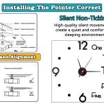 Analog Plastic Frameless DIY Wall Clock - Large Modern 3D Mirror Decor Sticker Kit for Home Living Room Bedroom Office Decorations (Black)