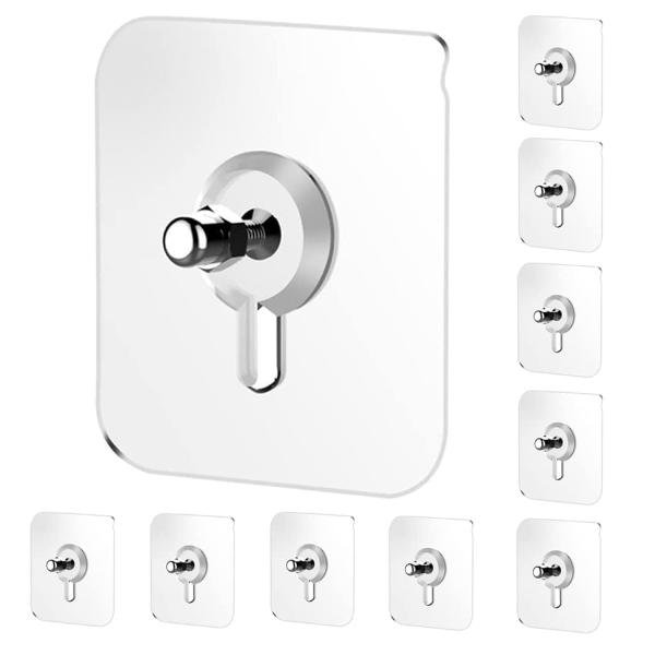 Magic Plastic Adhesive Sticker for Kitchen Bathroom Shower Hanging Wall Self Corner Shelves Non-Trace Stick Wall Hook Multi-Surface Damage-Free Hooks (Screw Hook, 10)